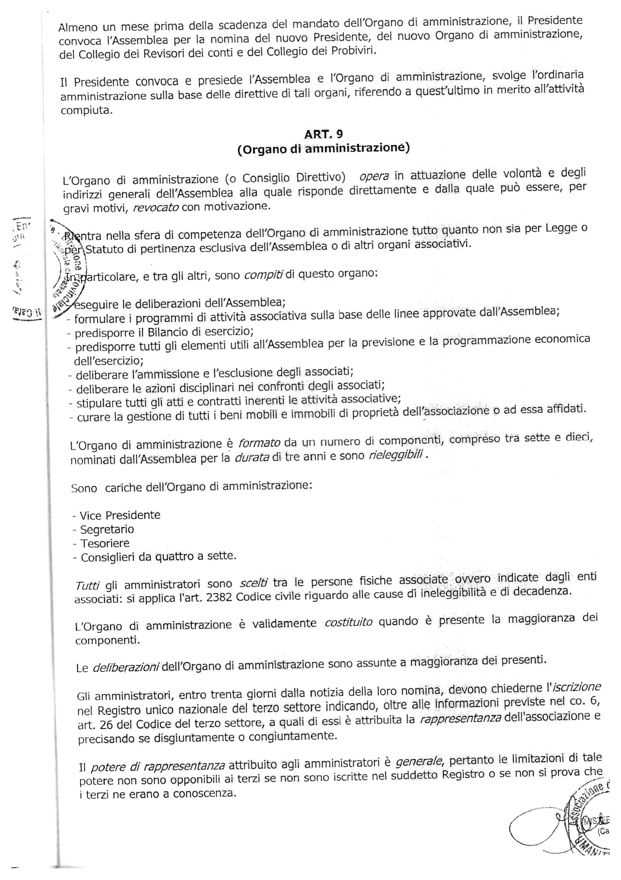 Pagina 5 dello Statuto